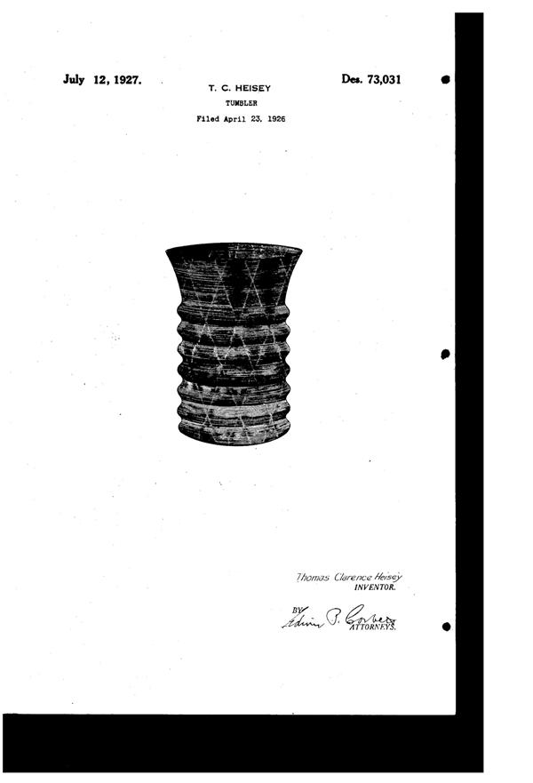Heisey #3359 Plateau Tumbler Design Patent D 73031-1