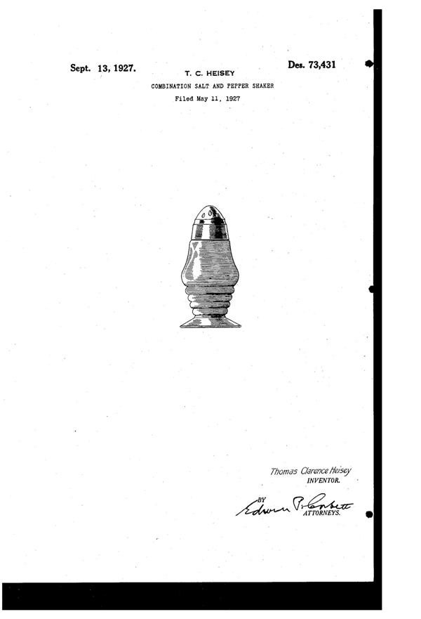 Heisey #  48 & #3480 Koors Shaker Design Patent D 73431-1