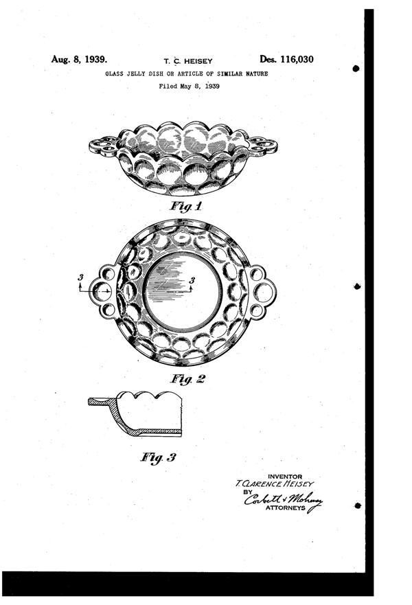 Heisey #1506 Whirlpool Jelly Dish Design Patent D116030-1