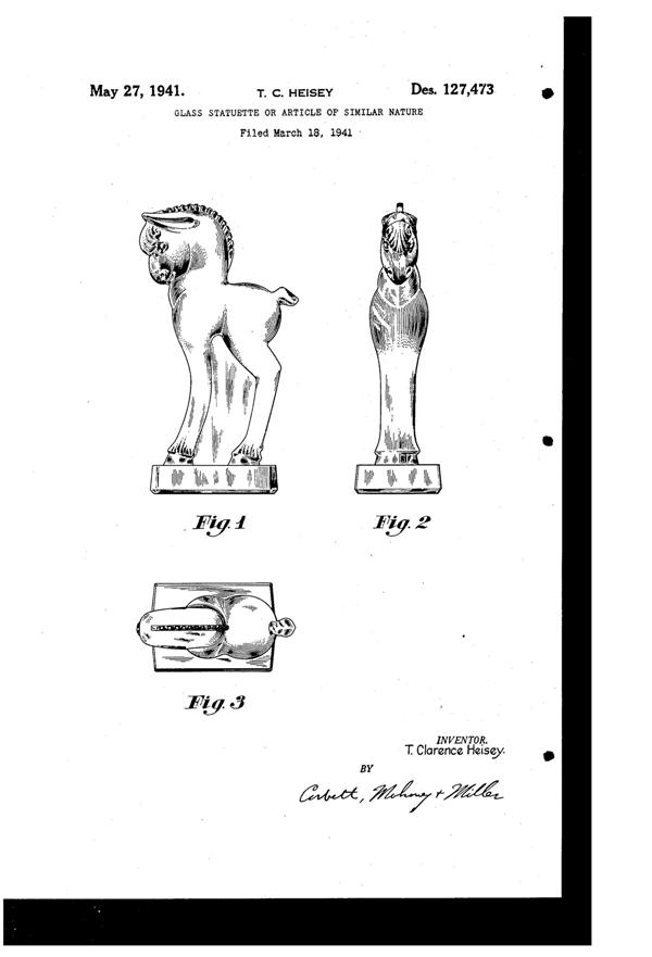Heisey #1522 Standing Colt Design Patent D127473-1