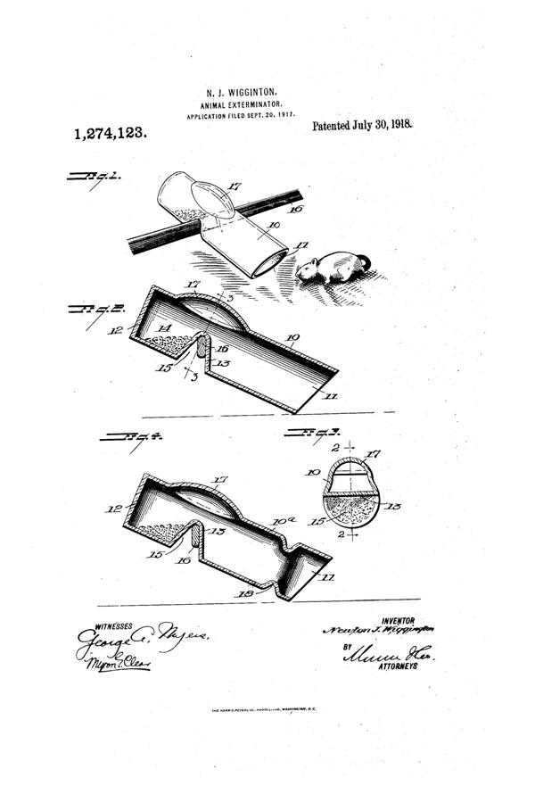 Wigginton Mousetrap Patent 1274123-1