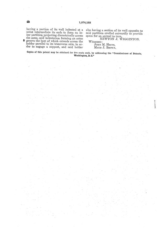 Wigginton Mousetrap Patent 1274123-3