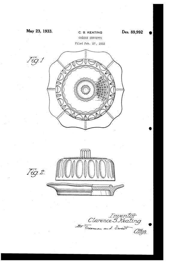 Imperial Cheese Dish Design Patent D 89992-1