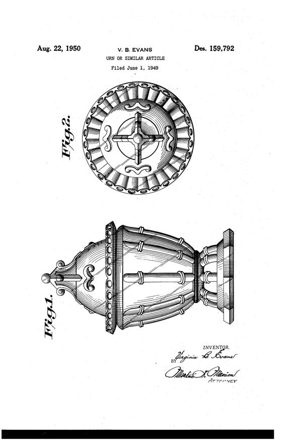 Imperial Cathay Urn Design Patent D159792-1