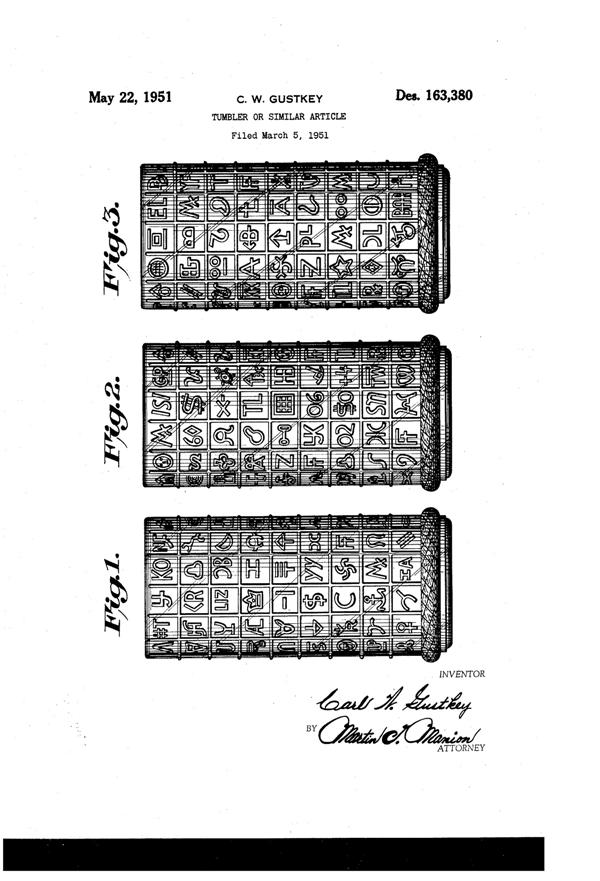Imperial # 777 Cow Brand Tumbler Design Patent D163380-1