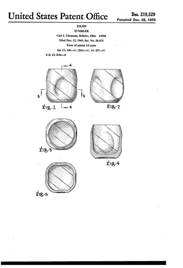 Imperial # 675 Pinch Tumbler Design Patent D219529-1