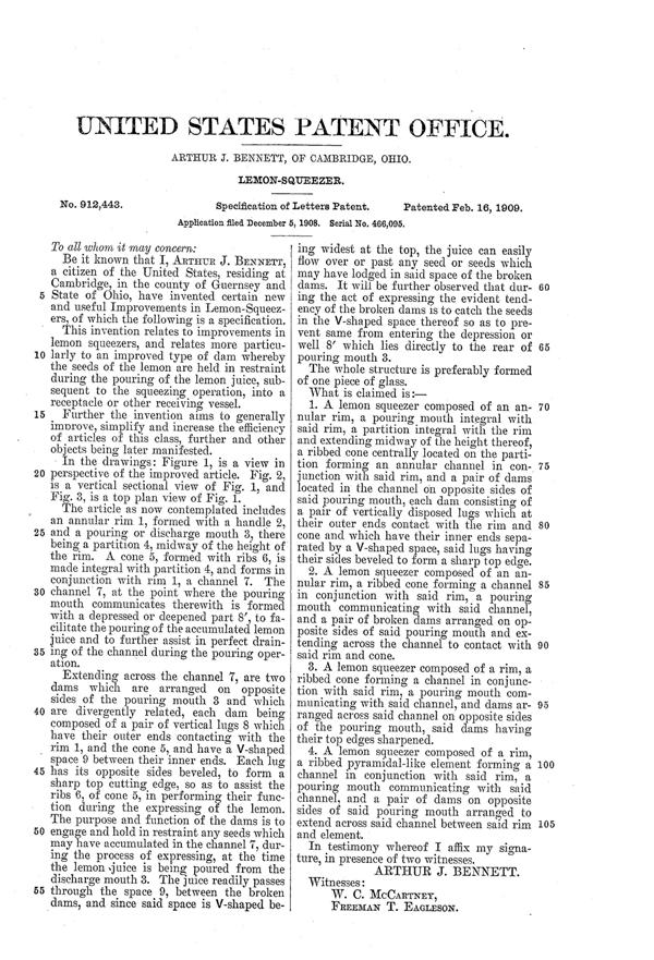 Cambridge #2674 Reamer Patent  912443-2