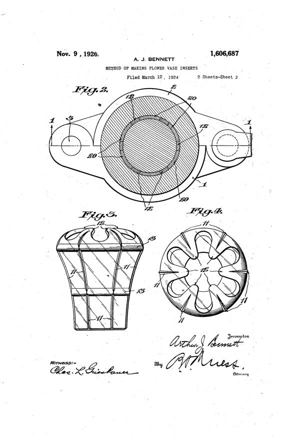 Cambridge Flower Frog Insert Patent 1606687-2