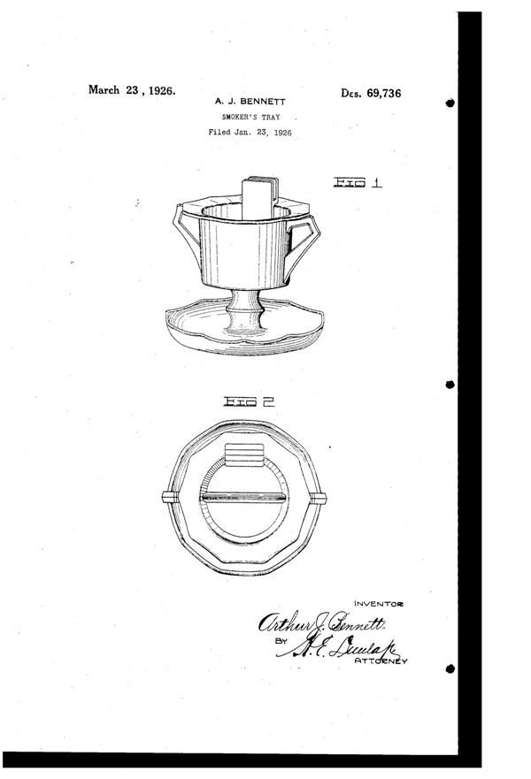 Cambridge Decagon Smokers Tray Design Patent D 69736-1