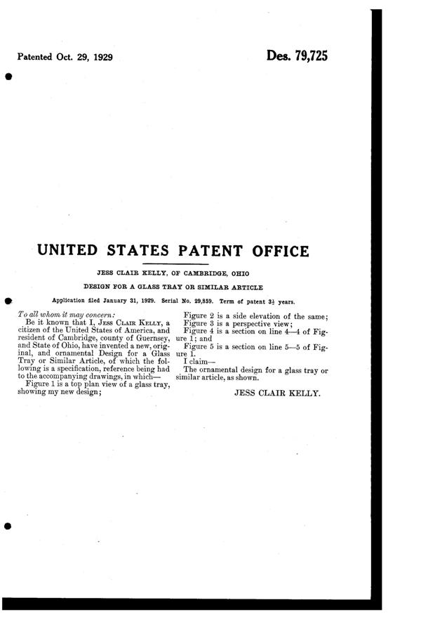 Cambridge Tray Design Patent D 79725-3