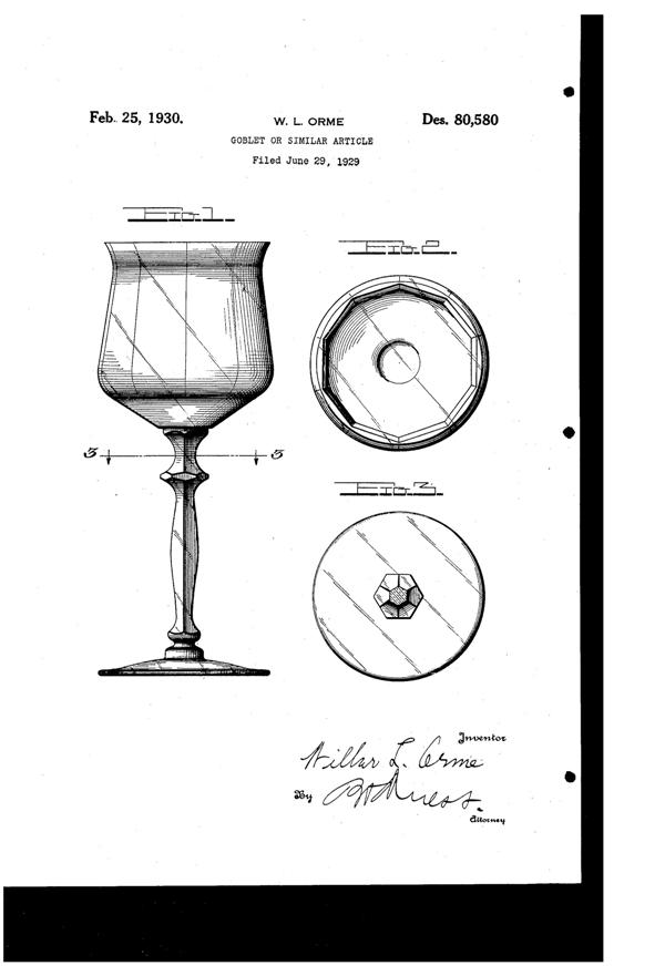 Cambridge Goblet Design Patent D 80580-1