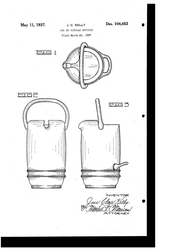 Cambridge Jug Design Patent D104452-1