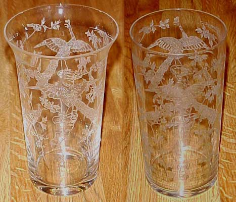 Fostoria # 701 and # 833 Tumblers with #250 Oriental Etch