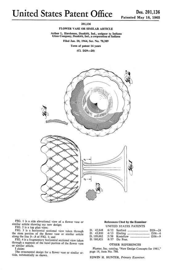 Indiana DU-ETTE Compote Design Patent D201136-1