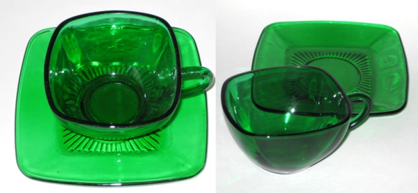 Anchor Hocking Forest Green Charm Cup & Saucer