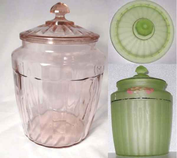 Hocking Pillar Optic Pretzel  Jar