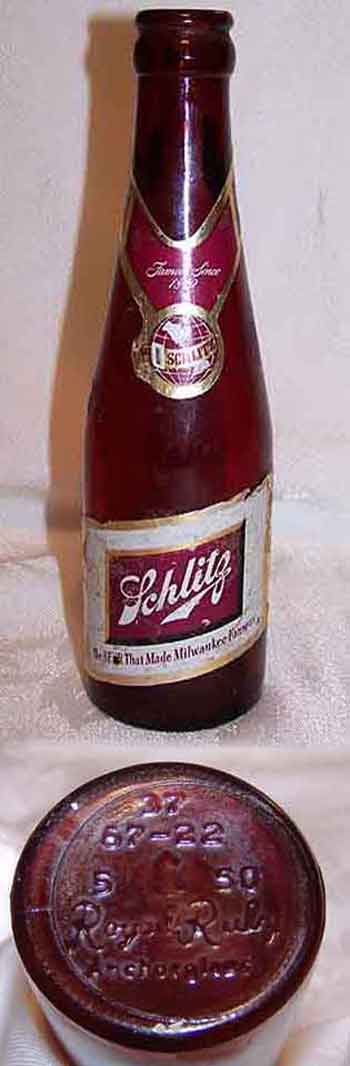 Anchorglass Royal Ruby Schlitz Beer Bottle