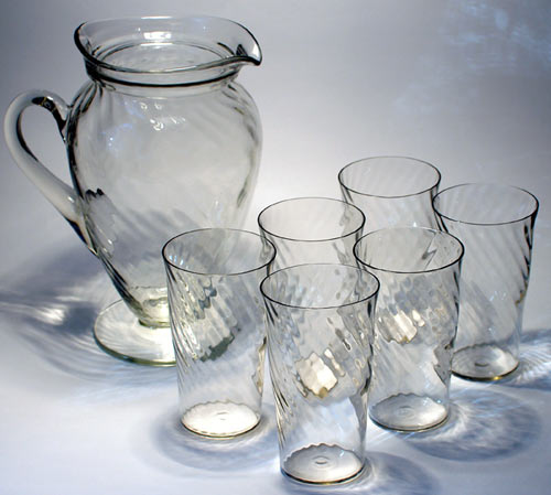 Hocking Spiral Optic Tea Set
