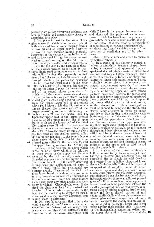 New Martinsville Stand Patent 1613382-3