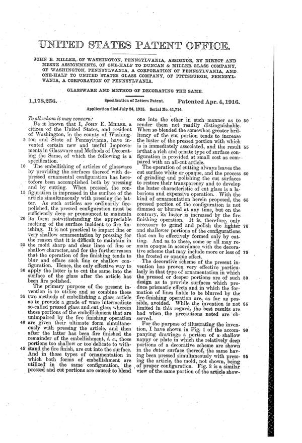 Duncan & Miller Decoration Patent 1178256-2