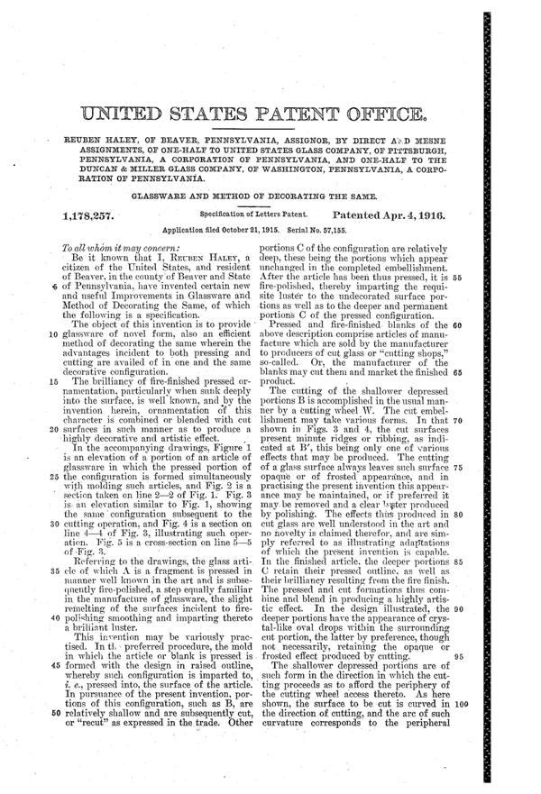 Duncan & Miller Cutting Patent 1178257-2