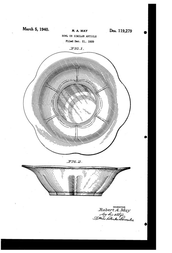 Duncan & Miller # 115 Canterbury Bowl Design Patent D119279-1