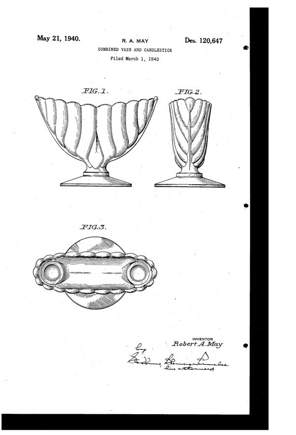 Duncan & Miller # 122 Sylvan 2-Lite Candle Vase Design Patent D120647-1