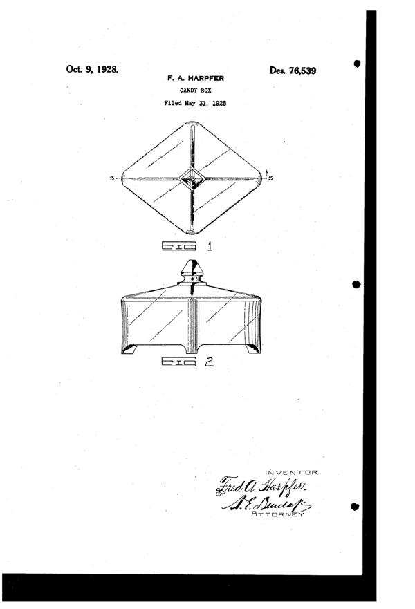 Central Candy Box Design Patent D 76539-1