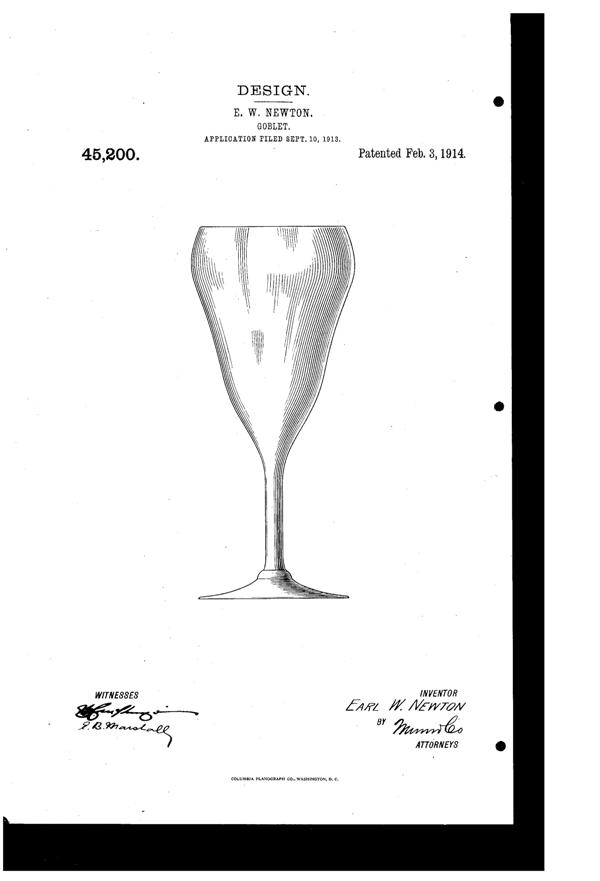 Morgantown #7994 Dresden Goblet Design Patent D 45200-1