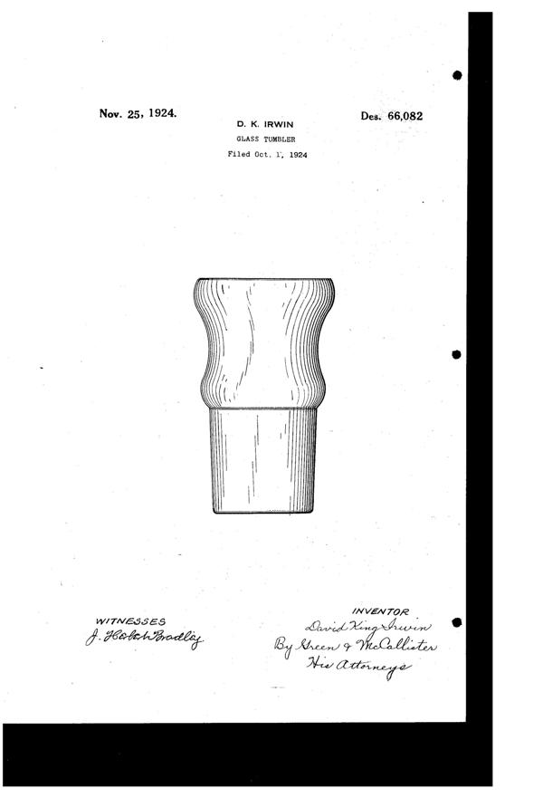 Morgantown Tumbler Design Patent D 66082-1