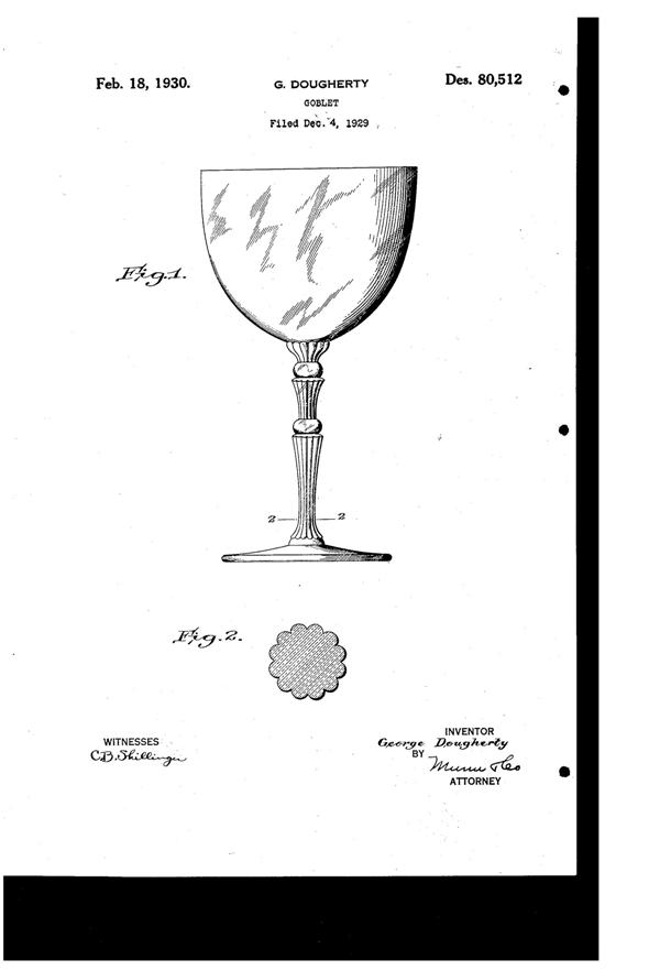 Morgantown #7662 Majesty Goblet Design Patent D 80512-1