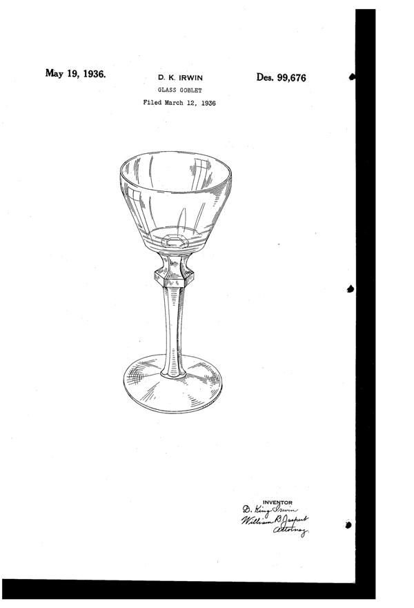 Morgantown Goblet Design Patent D 99676-1