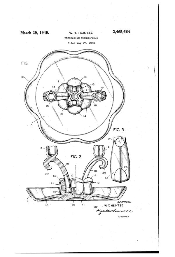 Fostoria #2640 Candlestick (Modified) & Bowl Patent 2465684-1