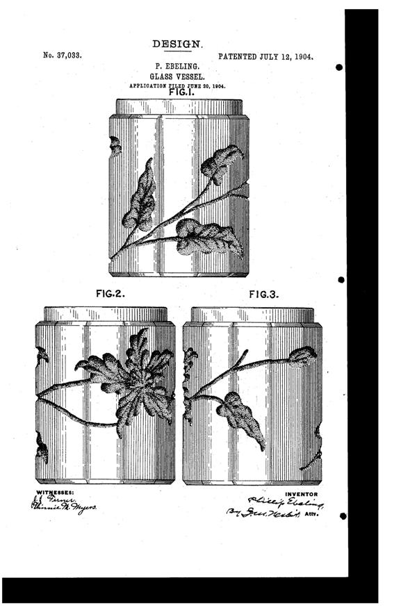 Fostoria Vessel Design Patent D 37033-1
