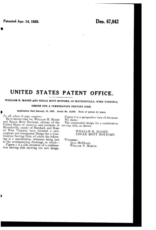 Fostoria #2330 Combination Plate & Sherbet Design Patent D 67042-2