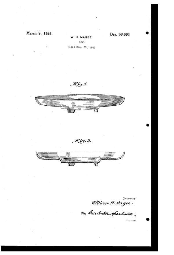 Fostoria #2297 Bowl E Design Patent D 69663-1