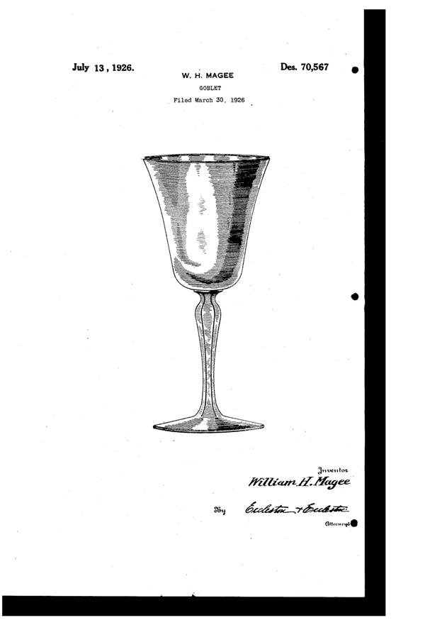Fostoria #5093 Goblet Design Patent D 70567-1