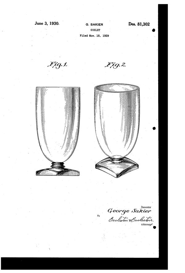 Fostoria #4020 Footed Tumbler Design Patent D 81302-1
