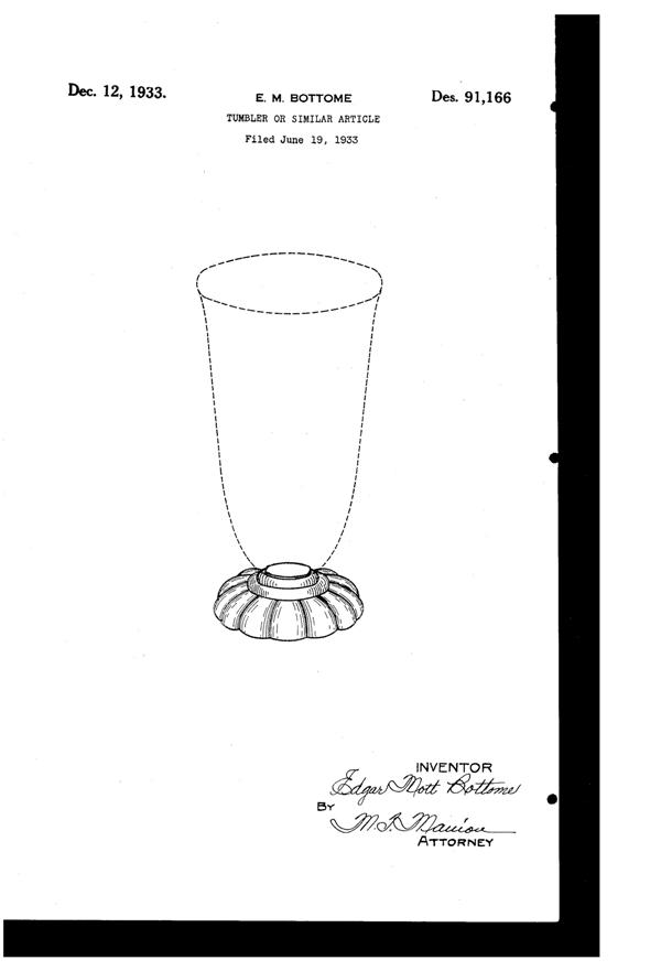 Fostoria #4024 Victorian Footed Tumbler Design Patent D 91166-1