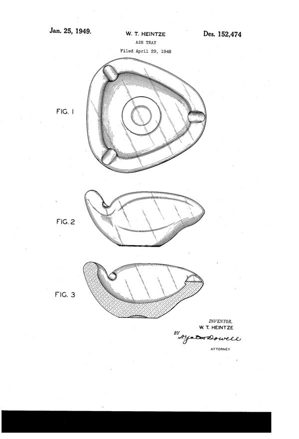 Fostoria Ash Tray Design Patent D152474-1