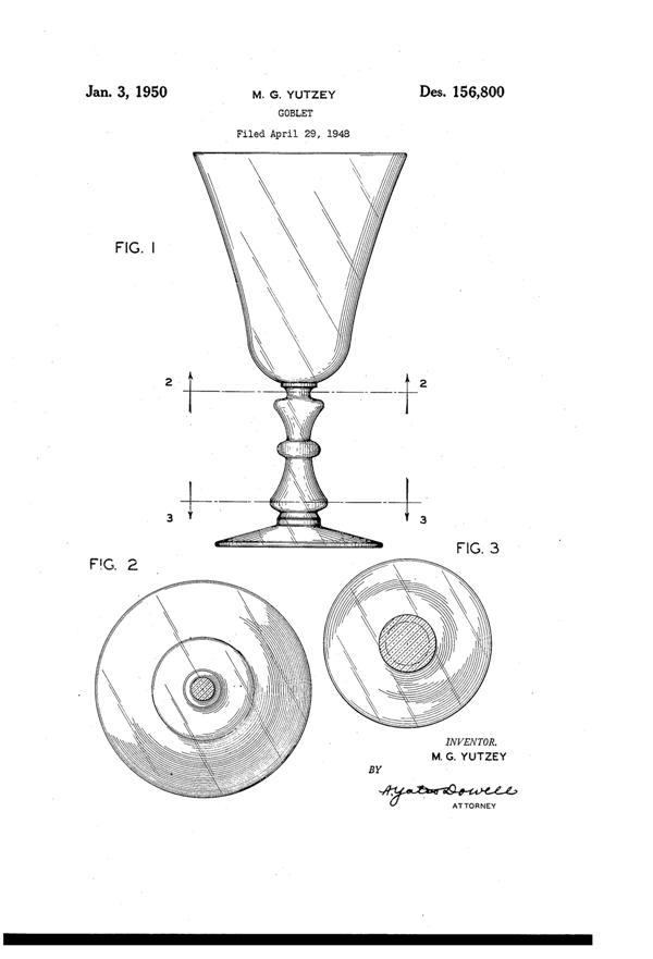 Fostoria #6036 Rutledge Goblet Design Patent D156800-1