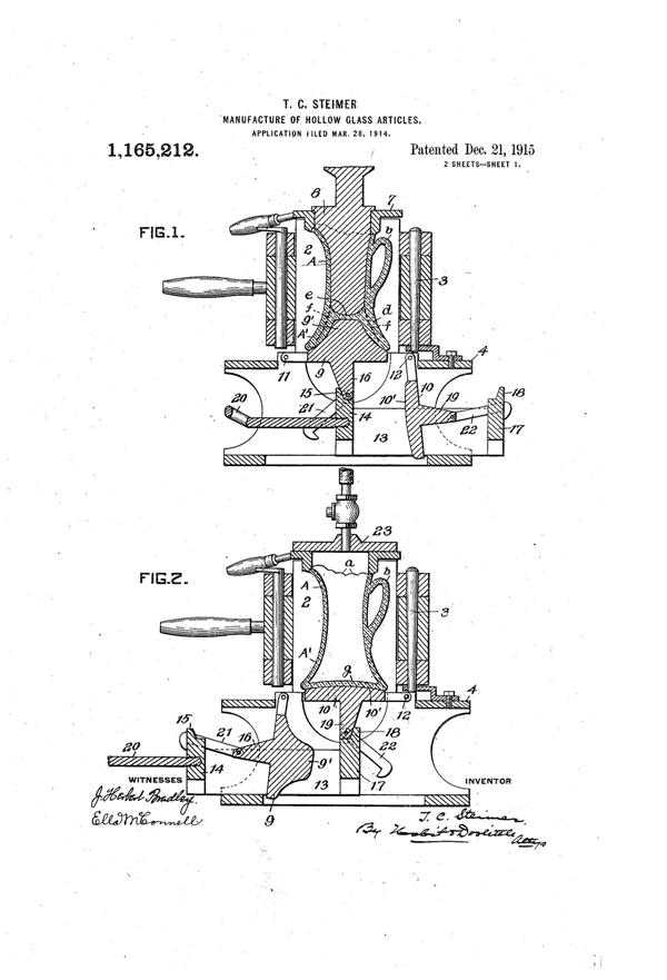 U. S. Glass Jug Patent 1165212-1