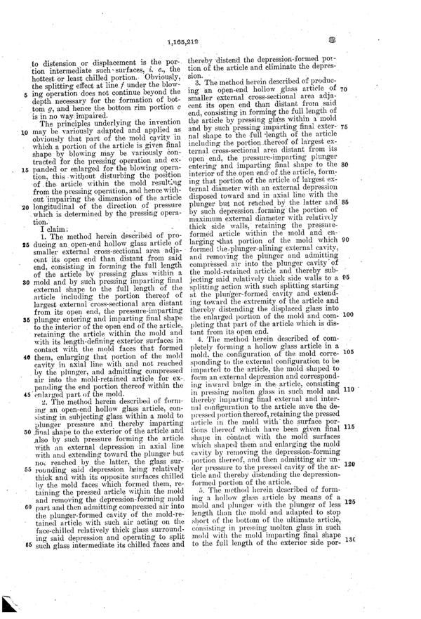 U. S. Glass Jug Patent 1165212-5