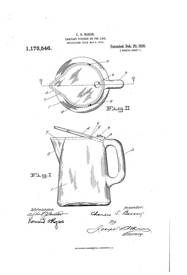 U. S. Glass Jug Patent 1173546-1