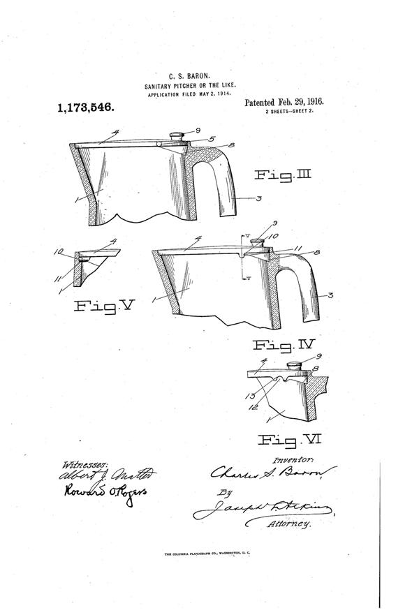 U. S. Glass Jug Patent 1173546-2