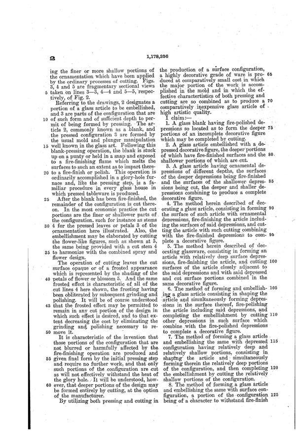 U. S. Glass Cutting Patent 1178256-3
