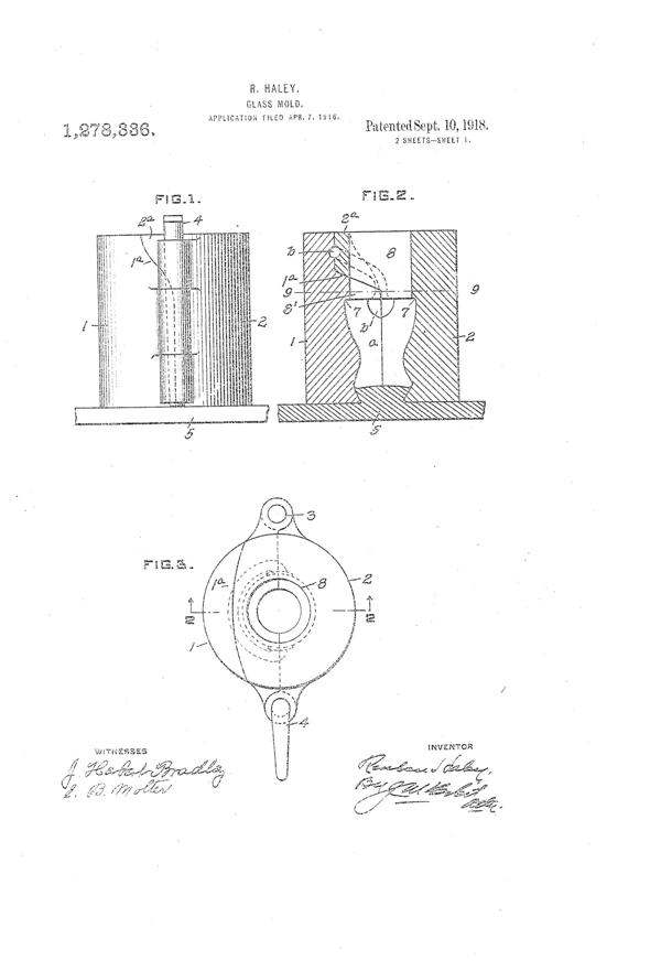 U. S. Glass Basket Mold Patent 1278336-1