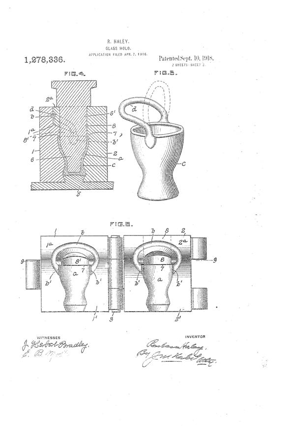 U. S. Glass Basket Mold Patent 1278336-2