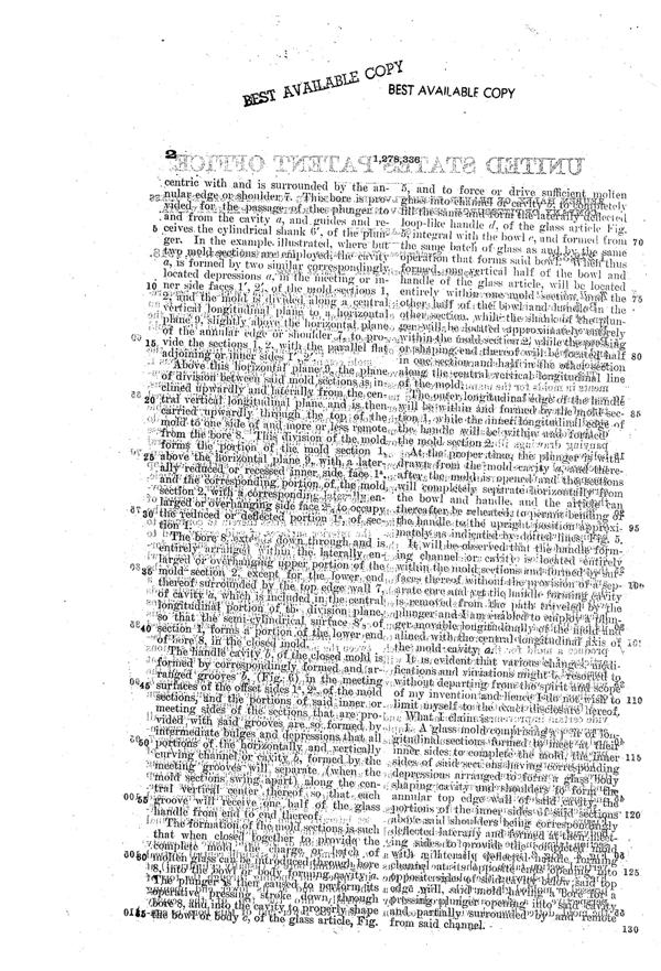 U. S. Glass Basket Mold Patent 1278336-4