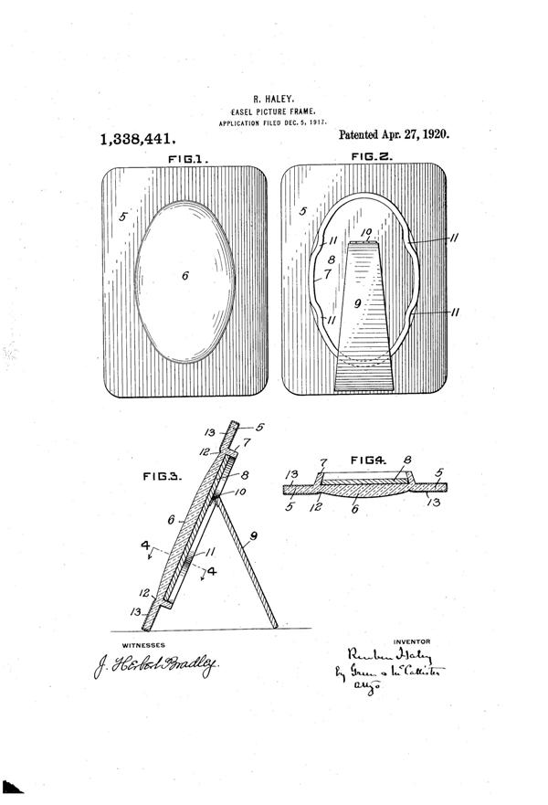 U. S. Glass Picture Frame Patent 1338441-1